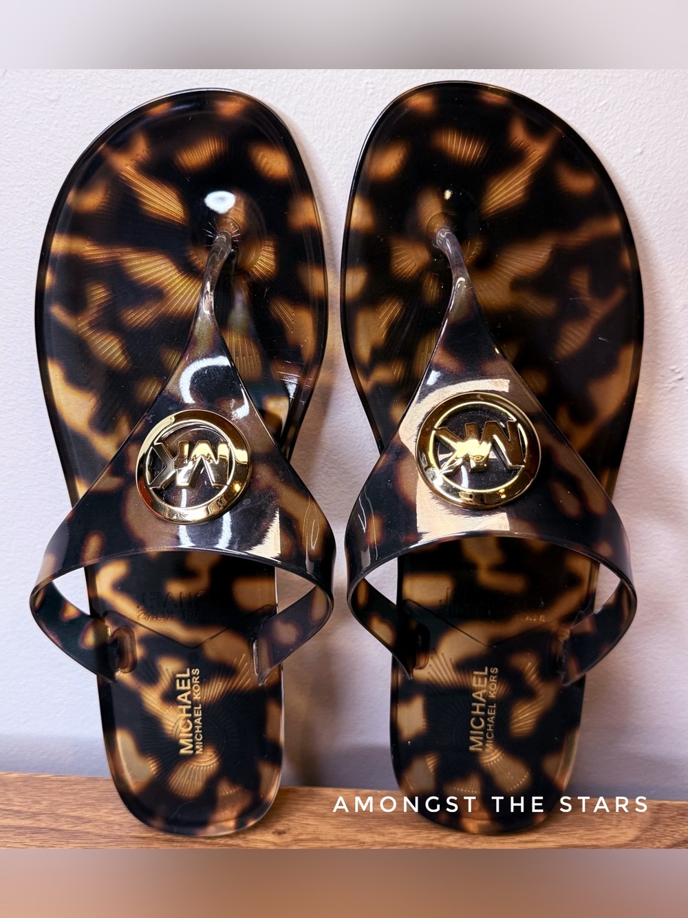 Michael Kors Lillie Tortoise Shell Jelly Thong Sandals